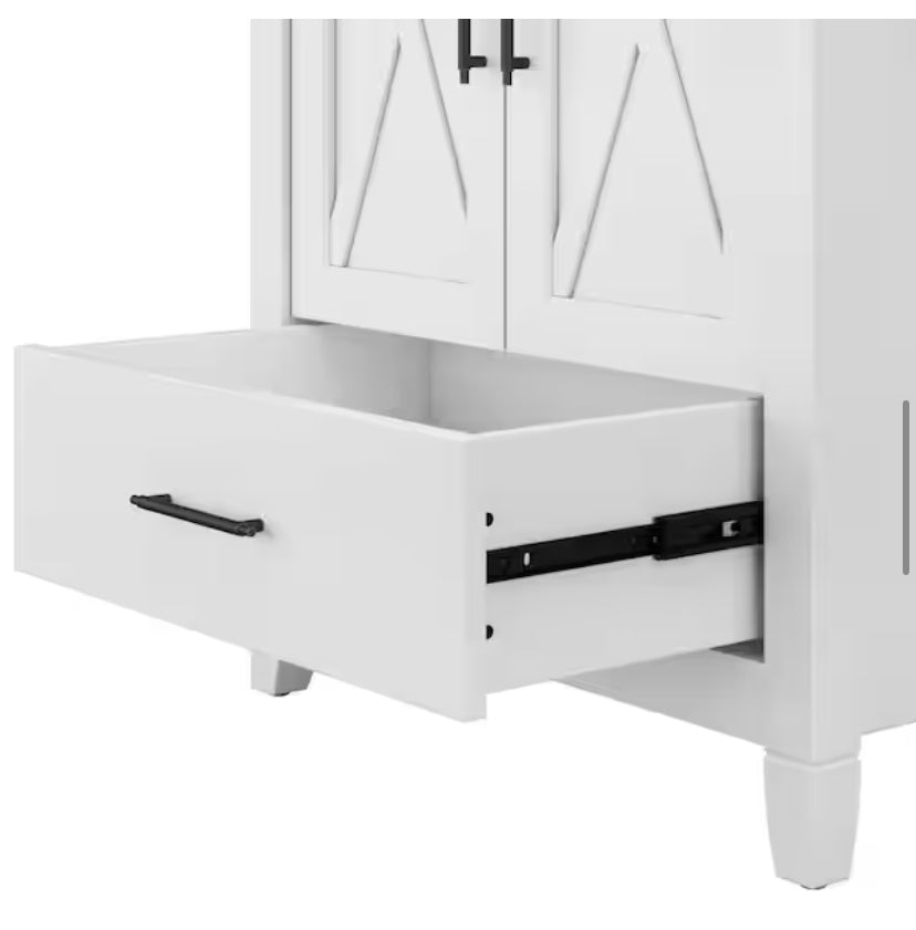 Key West 24.21 in. W x 18.31 in. D x 34.06 in. H Single Sink Bath Vanity in White Ash with White Top