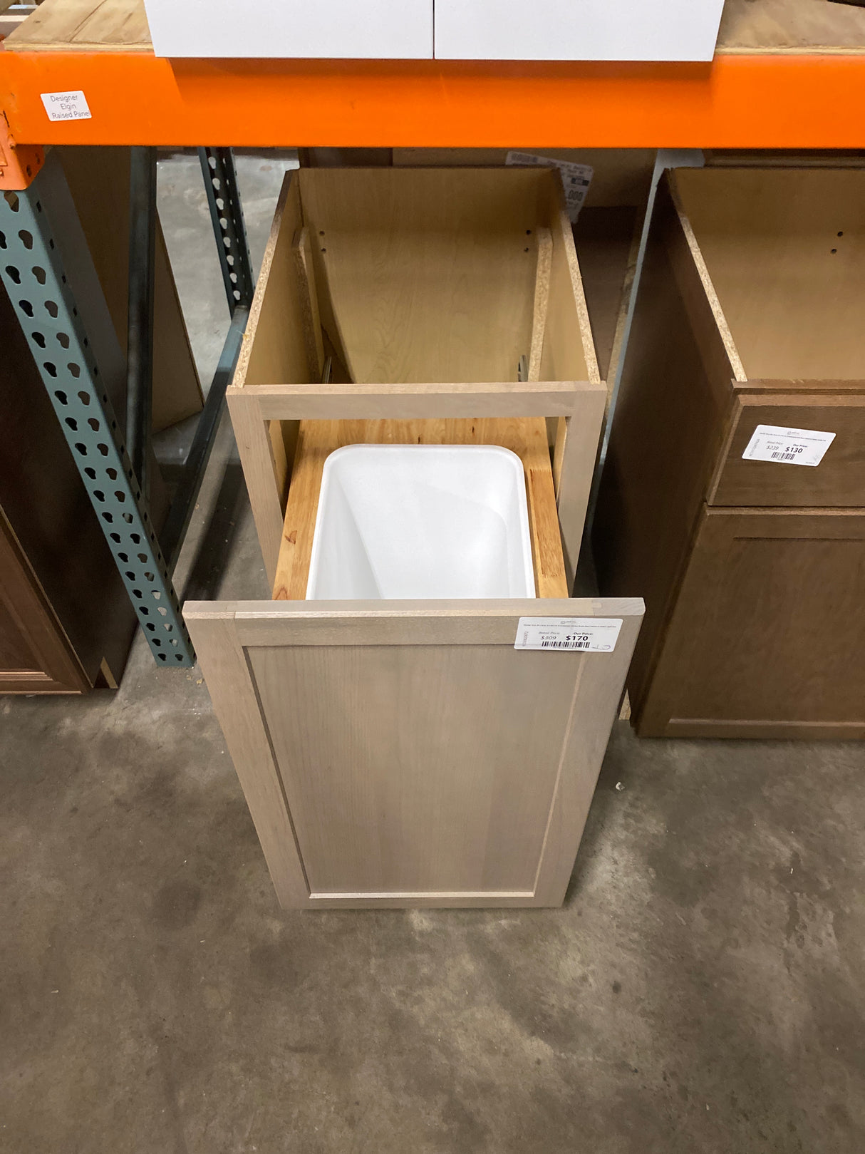Sinclair 18 in. W x 24 in. D x 34.5 in. H Assembled Kitchen Waste Base Cabinet in Shaker Light Oak