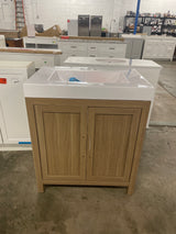 Cargrove 30 in. Single Sink Oak Bath Vanity with White Resin Composite Top (Assembled)