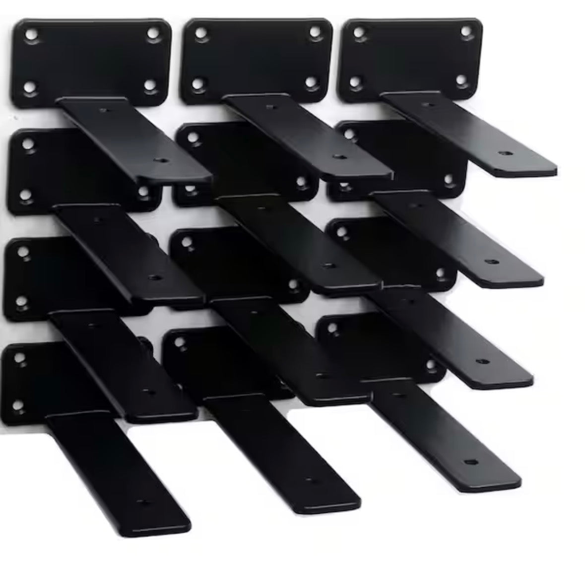 12-Pack 6 in. Black Hidden L Shelf Bracket, 1/5 in. Thicked Iron Floating Shelf Brackets, Industrial Metal Brackets