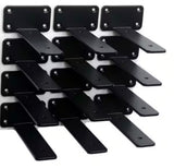12-Pack 6 in. Black Hidden L Shelf Bracket, 1/5 in. Thicked Iron Floating Shelf Brackets, Industrial Metal Brackets