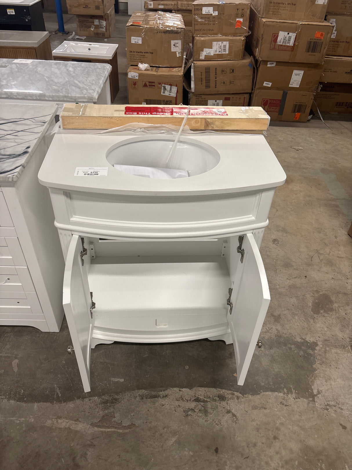 Terryn 31 in. W x 20 in. D x 35 in. H Vanity in White with Engineered White Marble Top and White Sink