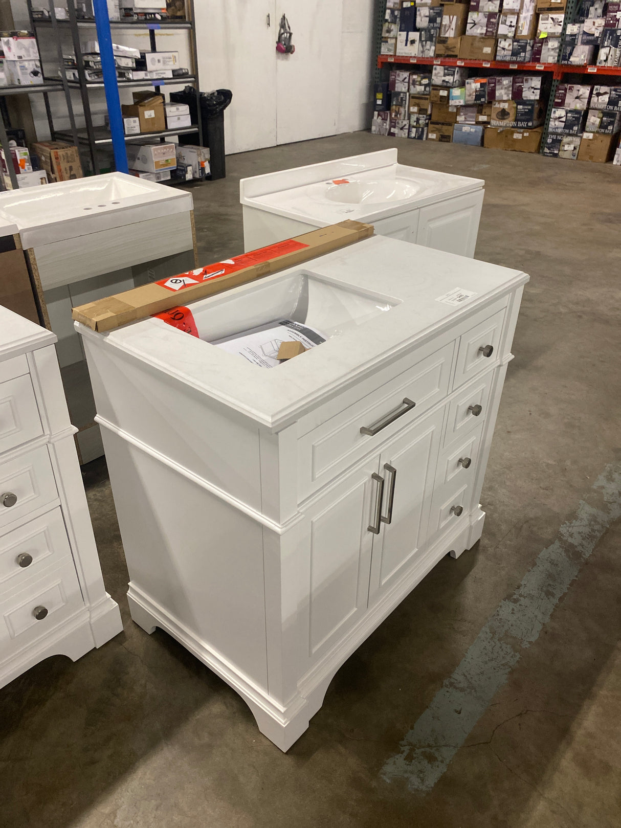 Melpark 36 in. W x 22 in. D x 34.5 in. H Bath Vanity in White with White Cultured Marble Top