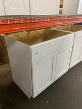 Shaker Satin White Stock Assembled Sink Base Kitchen Cabinet (36 in. x 34.5 in. x 24 in.)