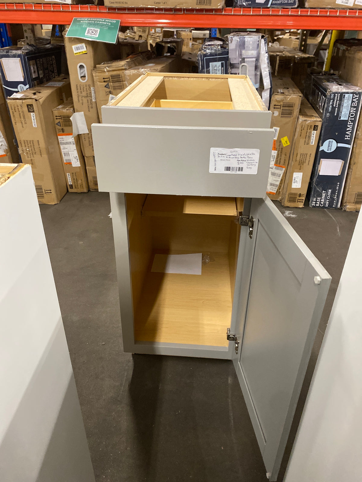 Courtland 15 in. W x 24 in. D x 34.5 in. H Assembled Shaker Base Kitchen Cabinet in Sterling Gray