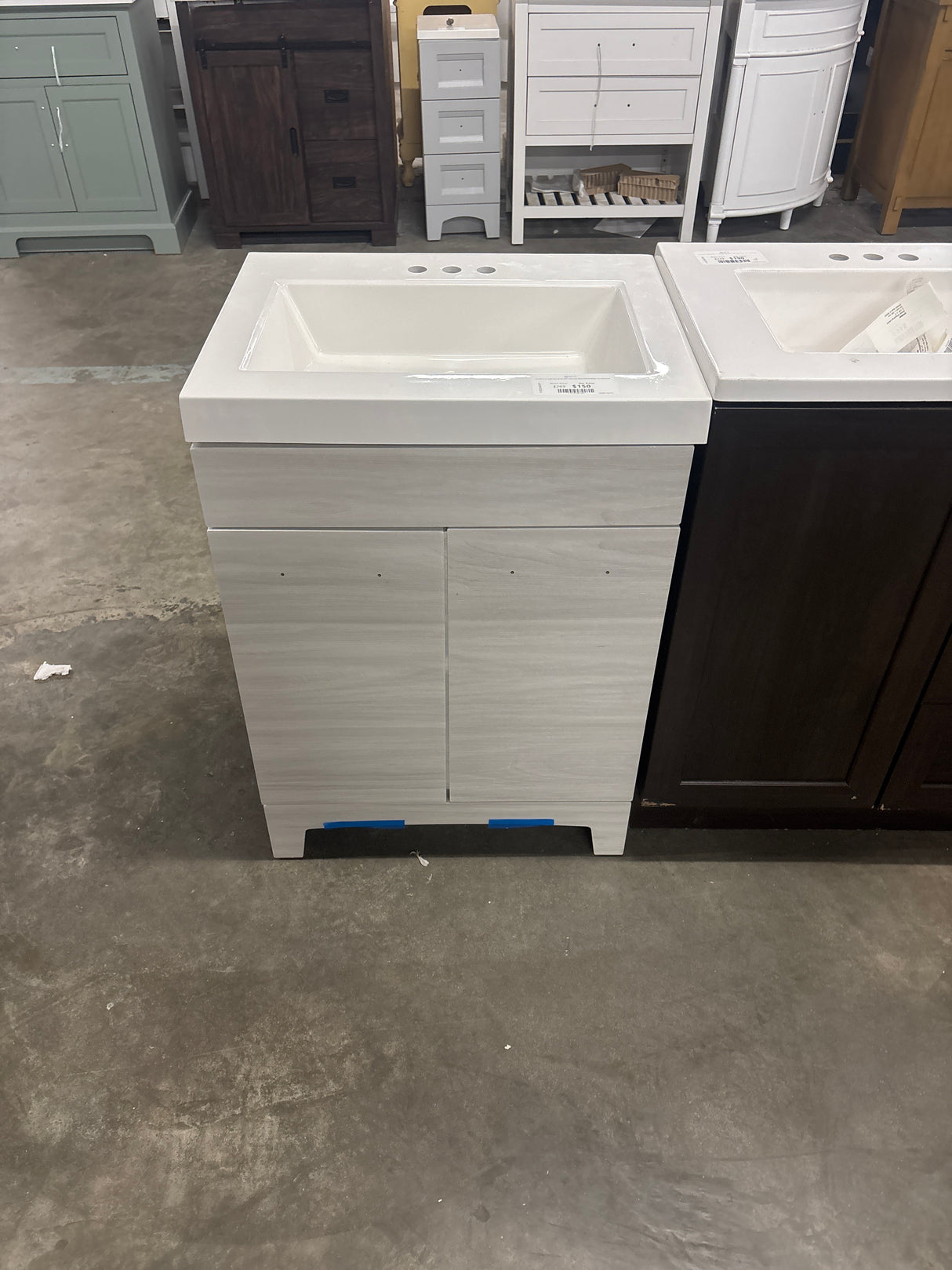 Stancliff 25 in. Single Sink Elm Sky Bath Vanity with White Cultured Marble Top (Assembled)