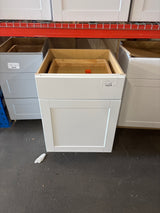 Shaker Satin White Stock Assembled Base Kitchen Cabinet with Ball-Bearing Drawer Glides (24 in. x 34.5 in. x 24 in.)