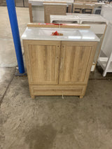 Tobana 30 in. W x 19 in. D x 34.50 in. H Bath Vanity in Weathered Tan with White Cultured Marble Top