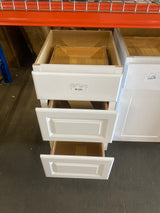 Hampton 18 in. W x 21 in. D x 34.5 in. H Satin White Assembled Bath 3-Drawer Base Cabinet