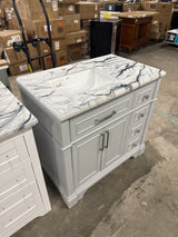 Melpark 36 in. W x 22.1 in. D x 34.5 in. H Freestanding Bath Vanity in Dove Gray with Epoxied White Cultured Marble Top