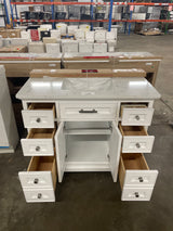 Thompson 42 in. Single Sink Freestanding Bathroom Vanity in White with Carrara White Engineered Stone Top