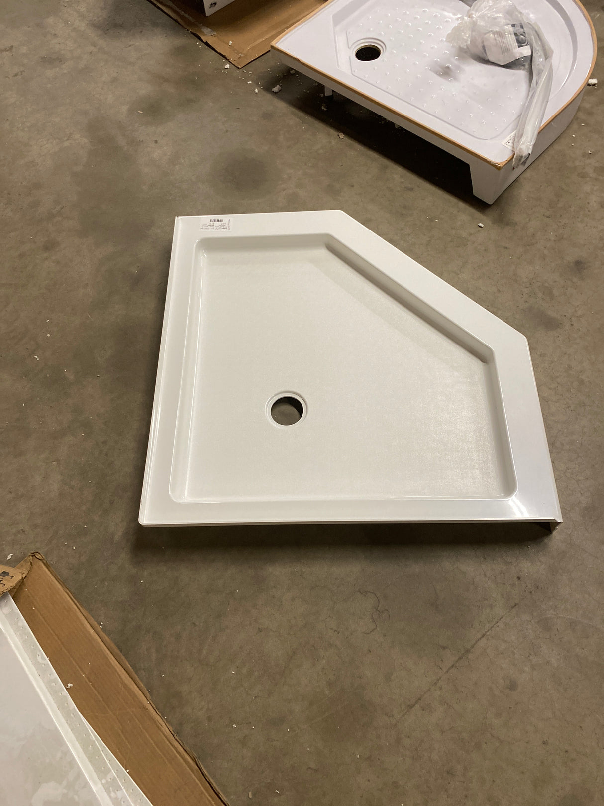 Classic 38 in. L x 38 in. W Corner Shower Pan Base with Center Drain in White