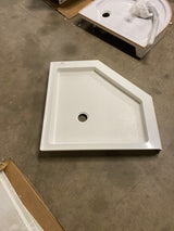 Classic 38 in. L x 38 in. W Corner Shower Pan Base with Center Drain in White