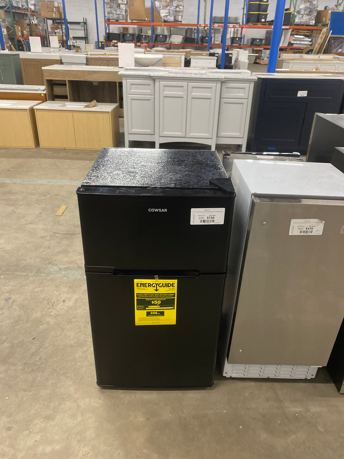 18.90 in. 3.1 cu. ft. Mini Refrigerator 2-Door in Black with Compact Freezer and Adjustable Glass Shelf