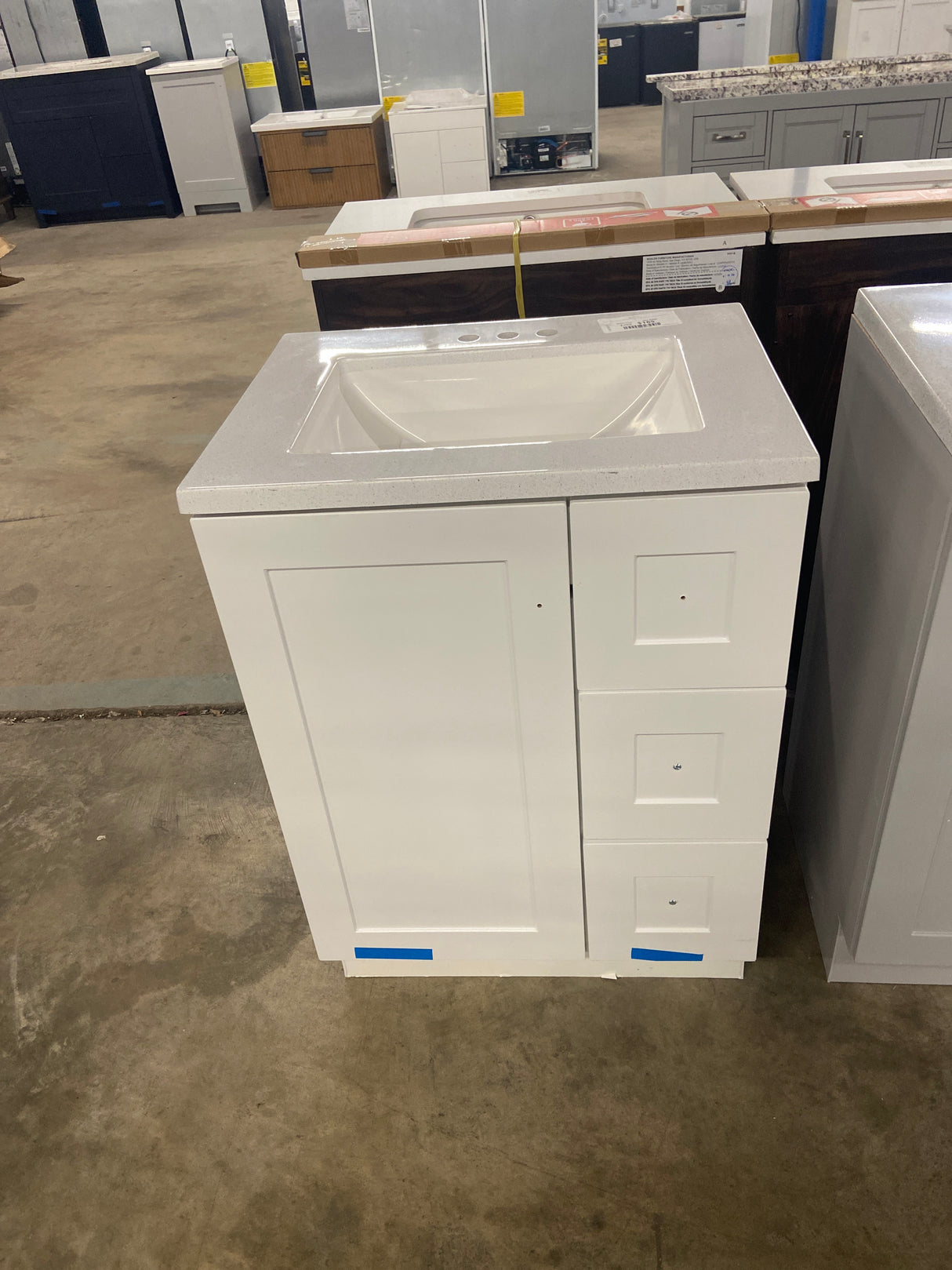 Bannister 24.5 in. W x 18.75 in. D Bath Vanity in White with Cultured Marble Top in Colorpoint White with White Sink