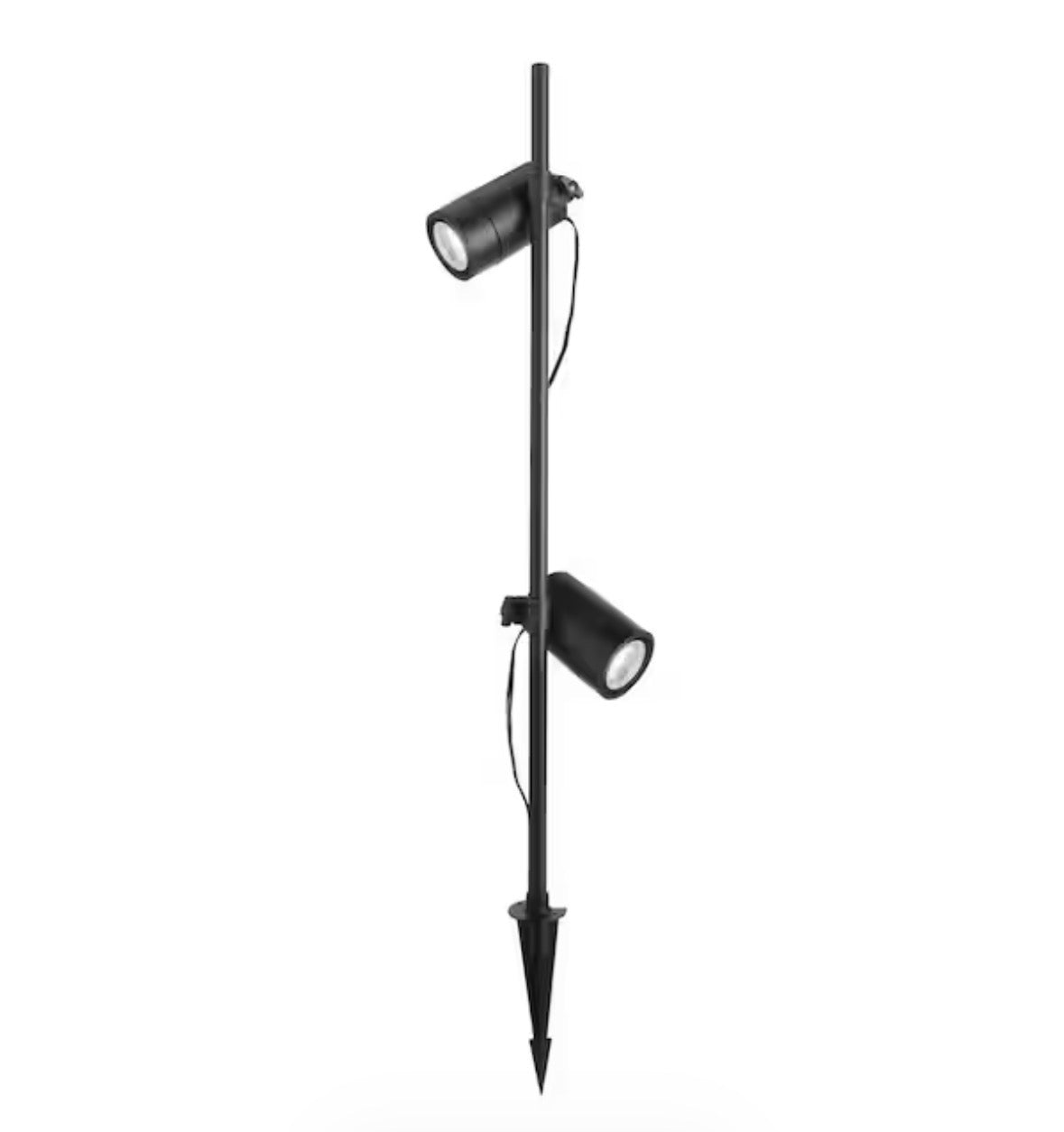 480 Lumen Low Voltage Black Integrated LED Outdoor Spotlight with 2 Adjustable Spotlights on a 28-42 in. Pole (1-Pack)