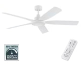 Amaia 56 in. Indoor/Outdoor Coastal Grade DC Motor Matte White Ceiling Fan with Adjustable White LED and Remote Included