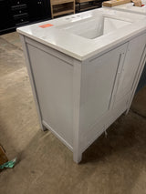 Moorside 30 in. W x 19 in. D x 34 in. H Single Sink Bath Vanity in Dove Gray with White Engineered Stone Top