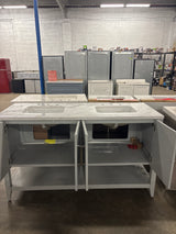 Baybarn 60 in. Double Sink Gray Bath Vanity with Epoxied White Engineered Carrara Top (Assembled)