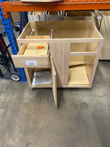 36 in. W x 24 in. D x 34.5 in. H Assembled Blind Corner Base Kitchen Cabinet in Unfinished with Recessed Panel