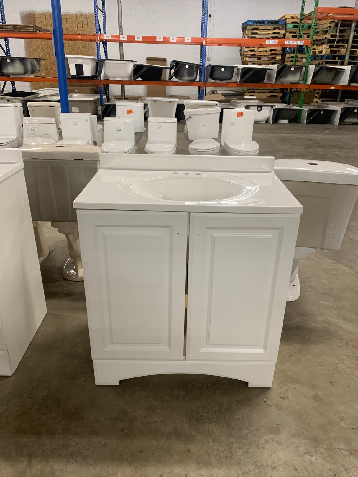 31 in. W x 19 in. D x 35 in. H Single Sink Freestanding Bath Vanity in White with White Cultured Marble Top