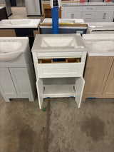 Clady 25 in. W x 19 in. D x 35 in. H Single Sink Freestanding Bath Vanity in White with Silver Ash Cultured Marble Top