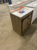 Brindley 30 in. W x 20 in. D x 35 in. H Single Sink Freestanding Vanity Aged Oak with Veined White Engineered Stone Top