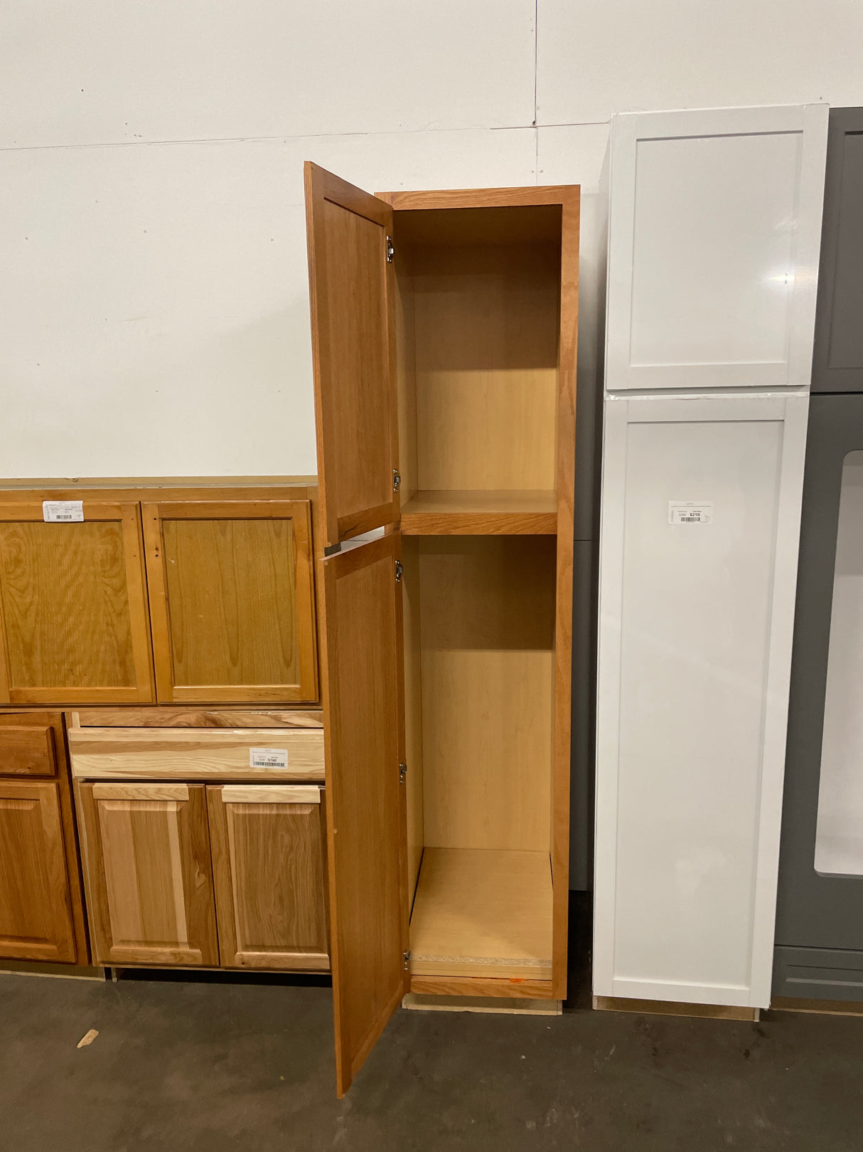 Hampton 18 in. W x 24 in. D x 84 H Assembled Pantry Kitchen Cabinet in Medium Oak