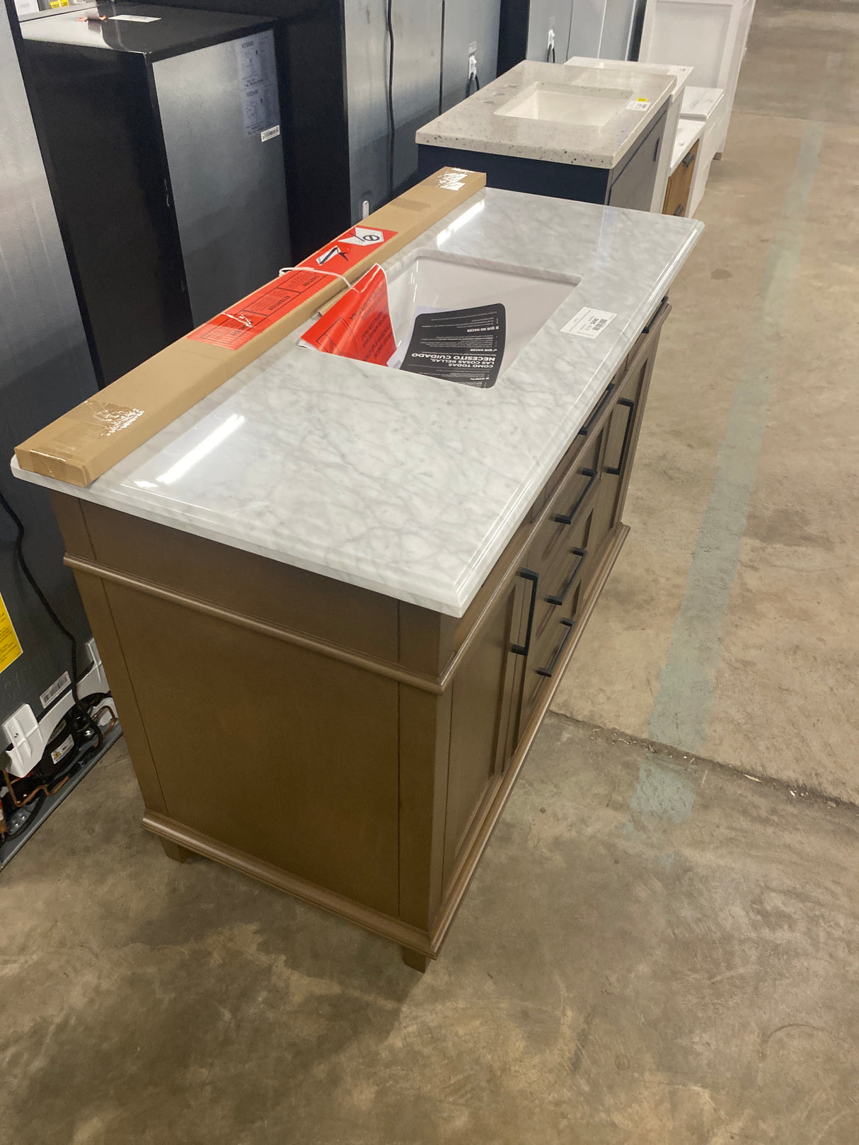 Sonoma 48 in. W x 22 in. D x 34 in H Bath Vanity in Almond Latte with White Carrara Marble Top