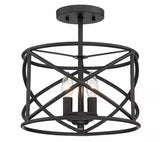 Hastings 13.5 in. 2-Light Oil Rubbed Bronze Modern Entryway Semi-Flush Mount with Open Cage Design