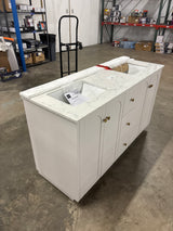 Anabelle 60 in. Double Sink Soft Grey Bath Vanity with Engineered Marble Carrara Marble Top (Assembled)
