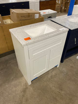 Clady 31 in. W x 19 in. D x 35 in. H Single Sink Freestanding Bath Vanity in White with Silver Ash Cultured Marble Top