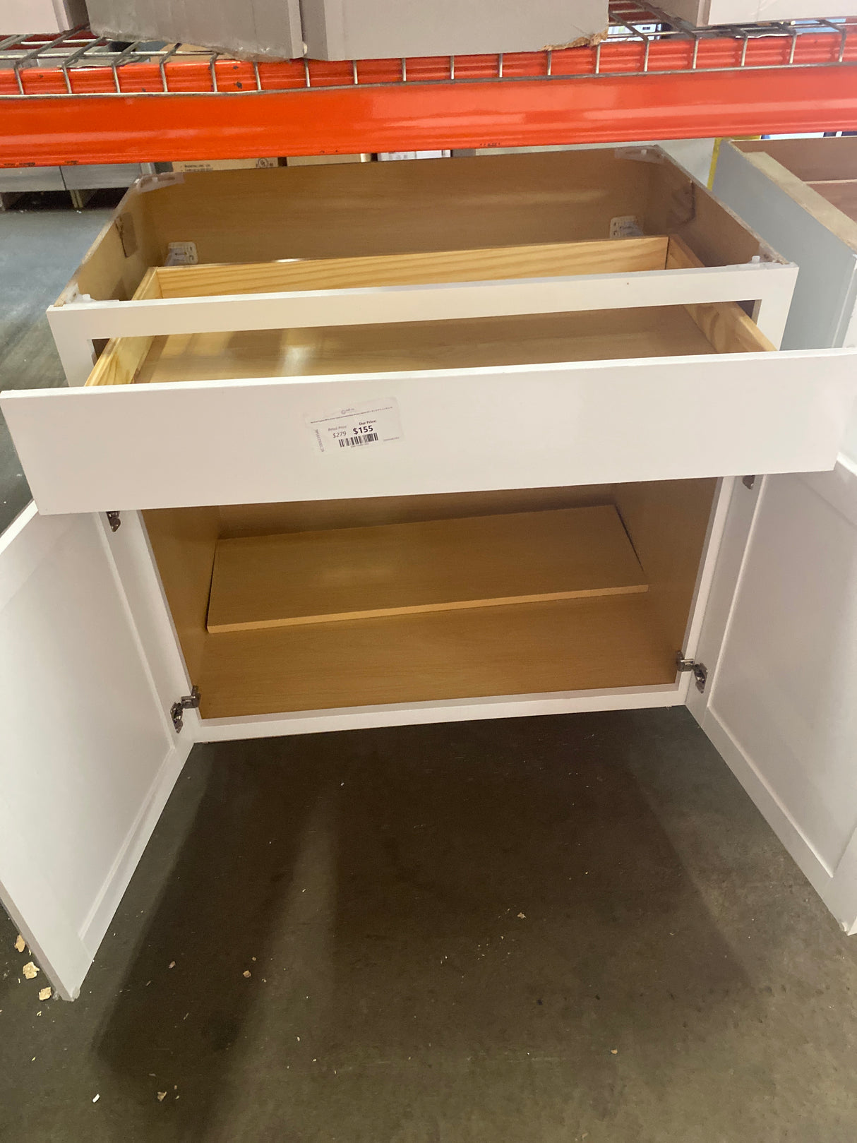 Westfield Feather White Shaker Stock Assembled Base Kitchen Cabinet (36 in. W x 23.75 in. D x 35 in. H)