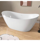 59 in. x 29.5 in. Free Standing Deep Soaking Double Slipper Alone Bath Tub Oval Acrylic Freestanding Bathtubs in White (Cracked)