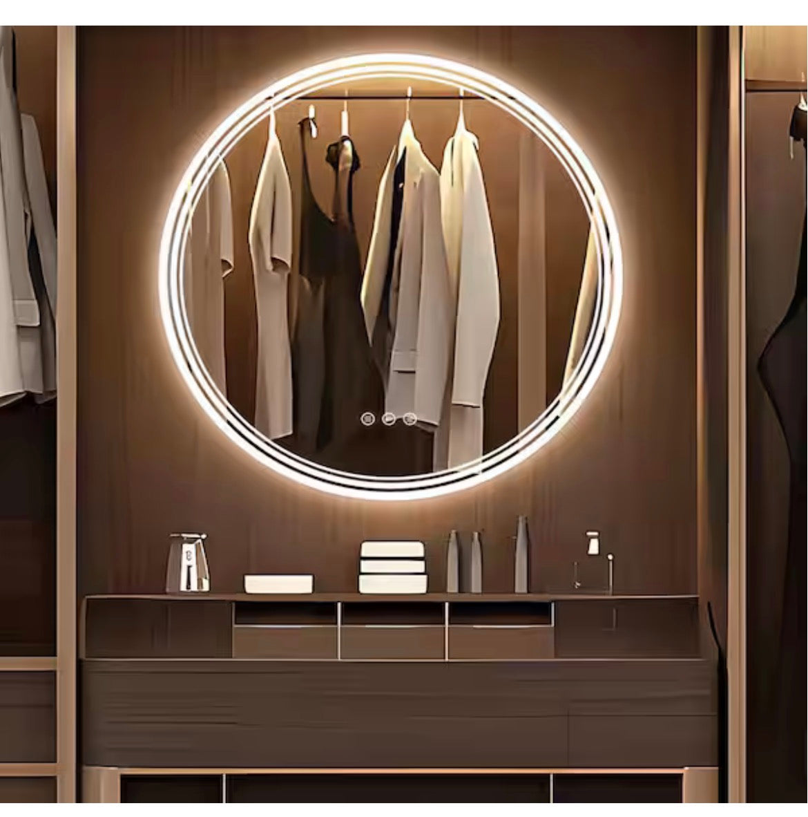 30 in. W x 30 in. H Round LED Anti-Fog Frameless With Front Light And Backlight Wall Mirror Bathroom Vanity Mirror