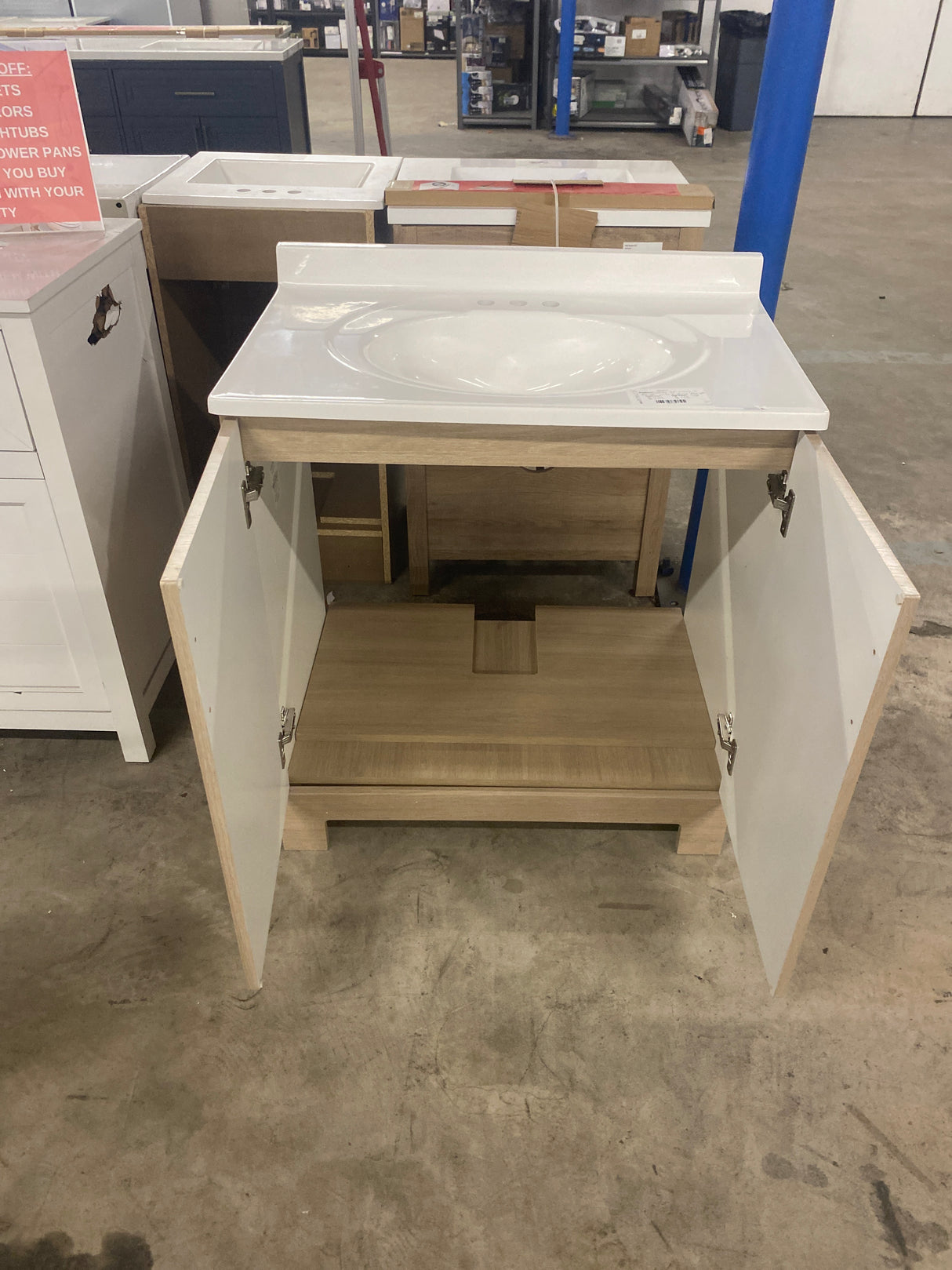 Oakley 31 in. Single Sink Beige Oak Bath Vanity with White Cultured Marble Top (Assembled)