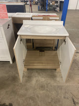 Oakley 31 in. Single Sink Beige Oak Bath Vanity with White Cultured Marble Top (Assembled)