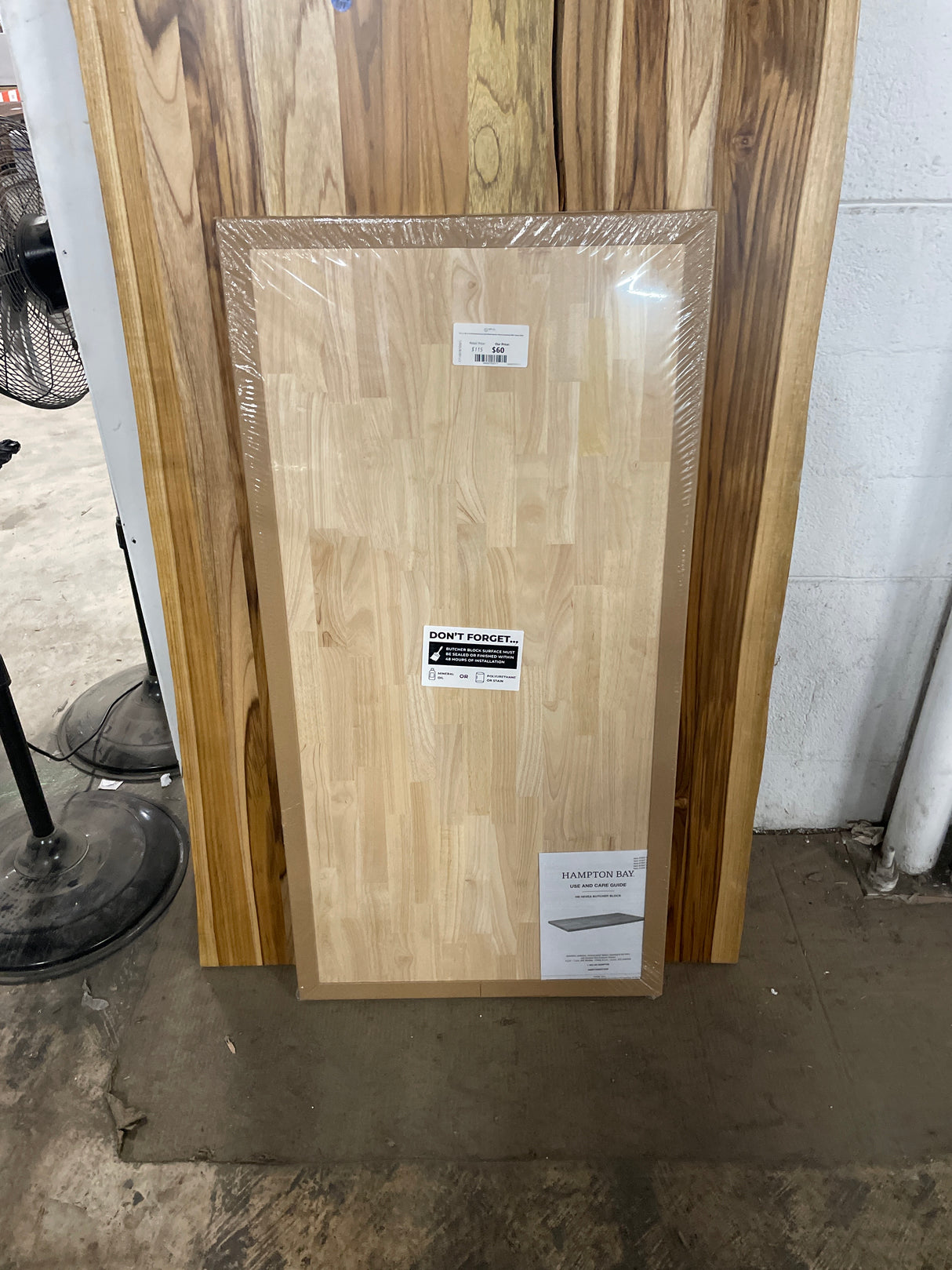 4 ft. L x 25 in. D Unfinished Hevea Solid Wood Butcher Block Countertop With Square Edge