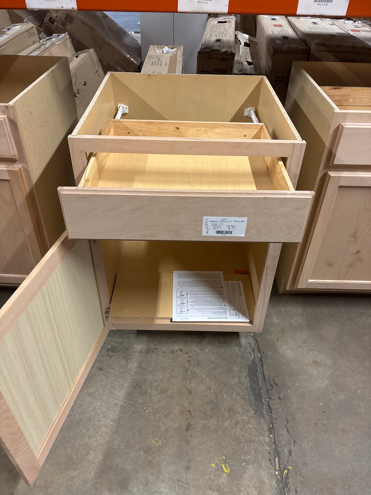 Recessed Panel 24 in. W x 24 in. D x 34.5 in. H Assembled Base Kitchen Cabinet in Unfinished