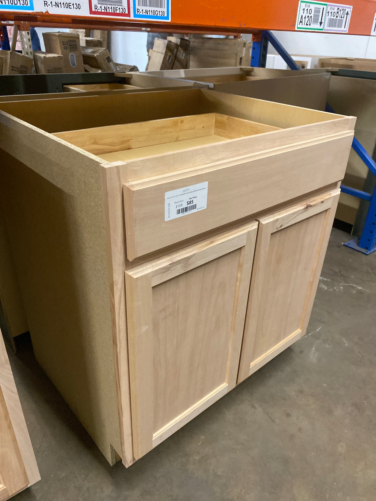 30 in. W x 24 in. D x 34.5 in. H Assembled Base Kitchen Cabinet in Unfinished with Recessed Panel