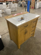 Bellington 36 in. W x 22 in. D x 34.5 in. H Bath Vanity in Almond Toffee with White Engineered Stone Top