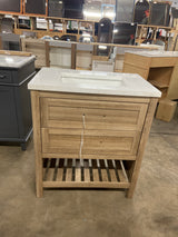 Autumn 30 in. Single Sink Weathered Tan Bath Vanity with White Engineered Stone Top (Assembled)