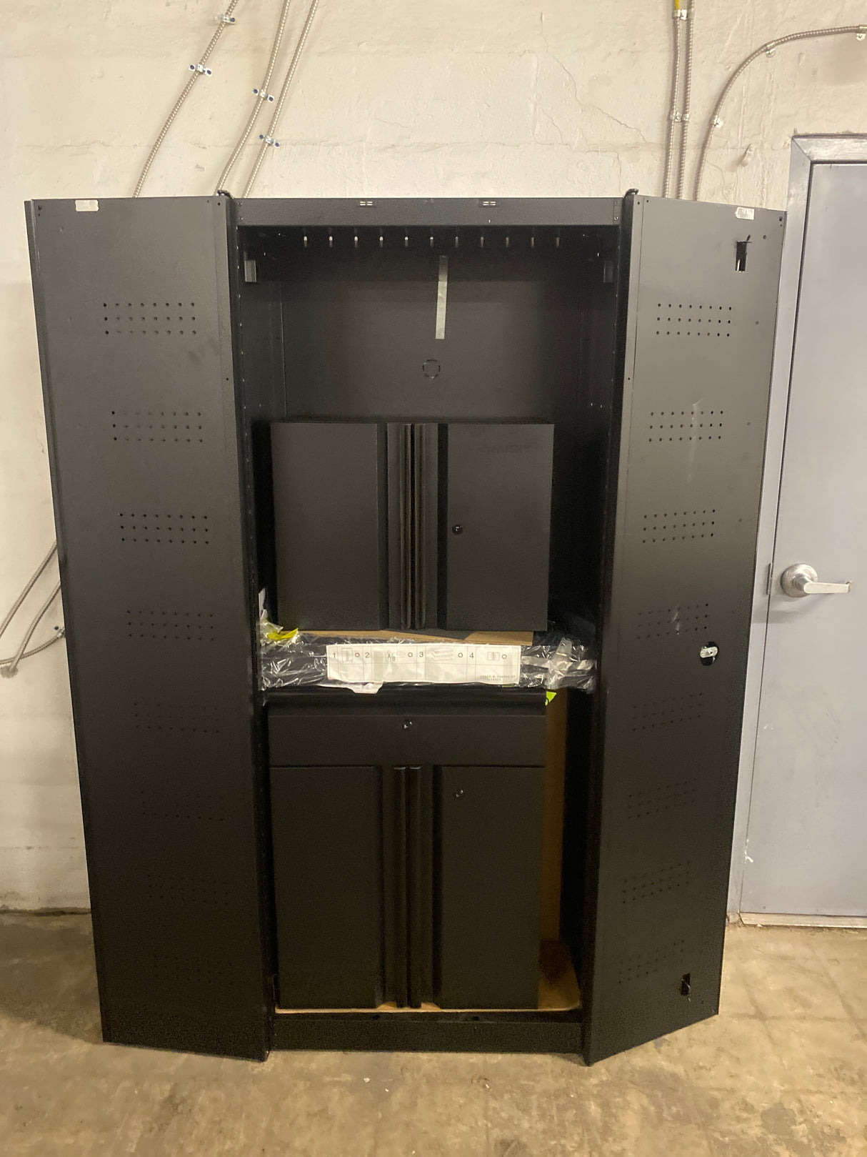 3-Piece Regular Duty Welded Steel Garage Storage System in Black