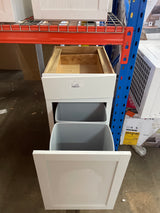 Courtland Polar White Finish Laminate Shaker Stock Assembled Waste Bin Base Kitchen Cabinet 18 in. x 34.5 in. x 24 in.