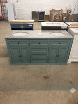 Hamilton Shutter 61 in. W x 22 in. D Double Bath Vanity in Sea Glass with Granite Vanity Top in Gray with White Sink