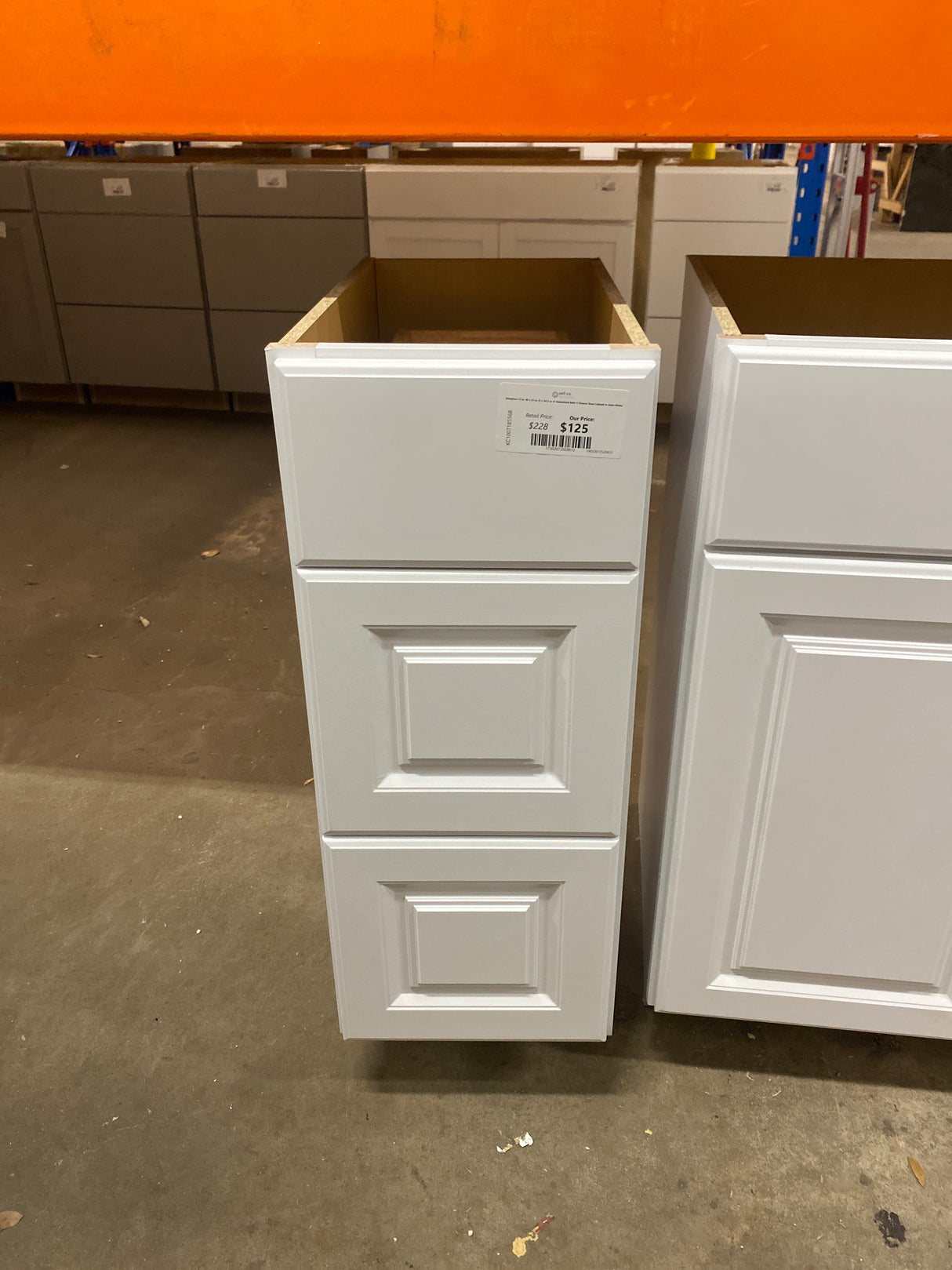 Hampton 12 in. W x 21 in. D x 34.5 in. H Assembled Bath 3-Drawer Base Cabinet in Satin White