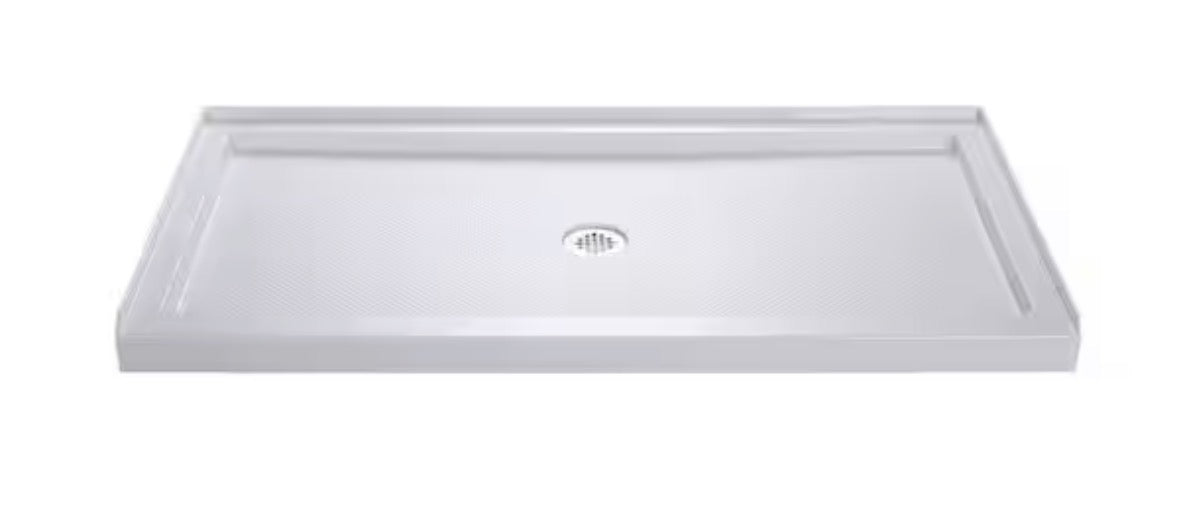 SlimLine 60 in. x 36 in. Single Threshold Alcove Shower Pan Base in White with Center Drain