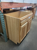 Hampton 33 in. W x 24 in. D x 34.5 in. H Assembled Sink Base Kitchen Cabinet in Natural Hickory