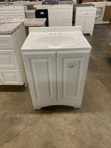 Everdean 25 in. W x 19 in. D x 34 in. H Single Sink Freestanding Bath Vanity in White with White Cultured Marble Top