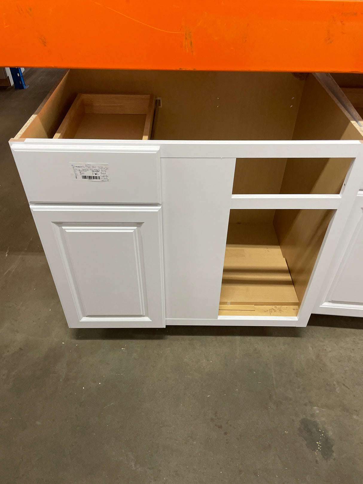 Hampton 36 in. W x 24 in. D x 34.5 in. H Assembled Blind Base Kitchen Cabinet in Satin White for Left or Right Corner